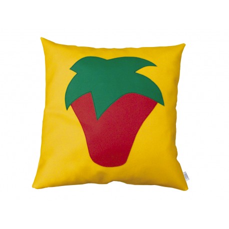 Coussin carré fraise